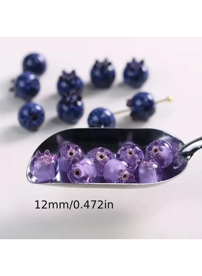حبات زجاجية شفافة من التوت الأزرق 12 ملم للأزرق لصنع المجوهرات DIY والقلائد والأساور - Image 2